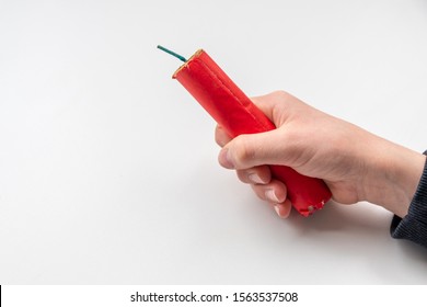 Child Holding High Explosive Firework As Dangerous Child Play With A High Risk Of Injury Shows Dangerous Site Of Happy New Year And New Years Eve For Fire Insurance And Blasting Explosives