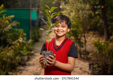 child holding a plant growing out of soil, nature and Childhood. - Powered by Shutterstock