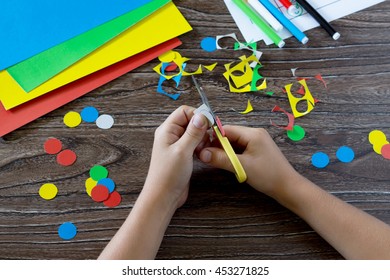 The Child Holds A Cardboard Circle In The Hands Of A Caterpillar And Adds The Appropriate Number Card. The Child Learns Through. The Idea Of Learning In Kindergarten, At Home