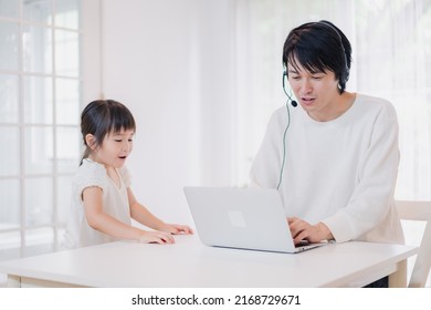 Child Interrupts Father Working From Home