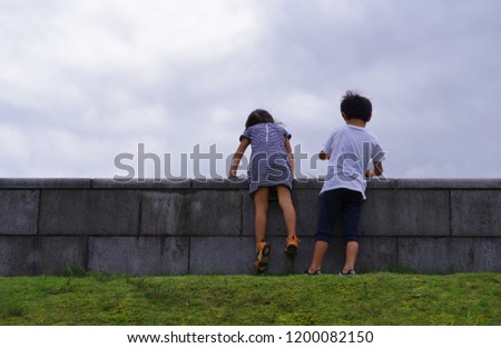 Similar – Foto Bild Seniorsportlerin und kleines Mädchen High Five