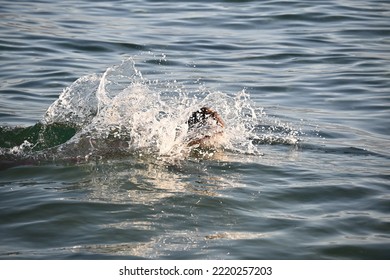 Child Jumping Into The Water Makes A Big Spontaneous Splash