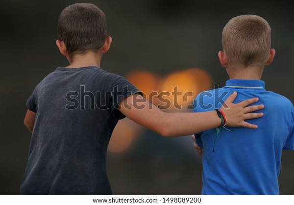 Child Lays Hand On Back His Stock Photo Edit Now 1498089200