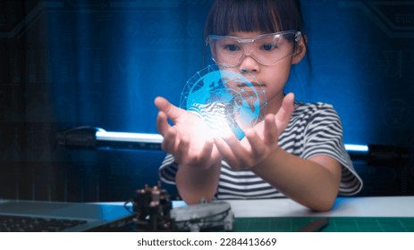 Child learning repairing getting lesson control toy drone in workshop, coding and solving engineering problem at home. Little Scientist School Project. STEM Education and Science technology concept. - Powered by Shutterstock