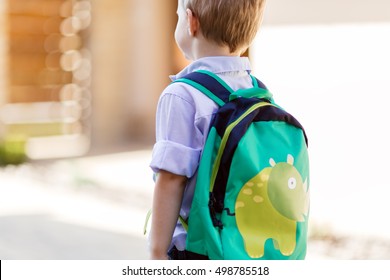 Child Leaving Home To His First Day Of Kindergarten