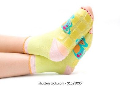 Child Legs In Yellow Socks