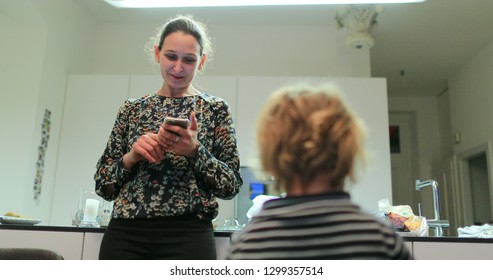 Child Low Angle Perspective Looking Mom Stock Photo (Edit Now ...