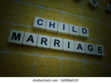 Child Marriage, Word Cube With Background.