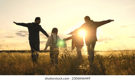 child mother father running sunset. happy family sunny run., child running back view, child runs through field, running spring leisure park, family children run park outdoors, mom dad daughters - Powered by Shutterstock