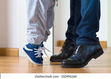 Child And Mother On Tiptoe