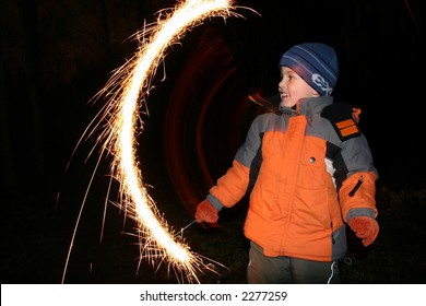 Child With Moving Sparkler 2