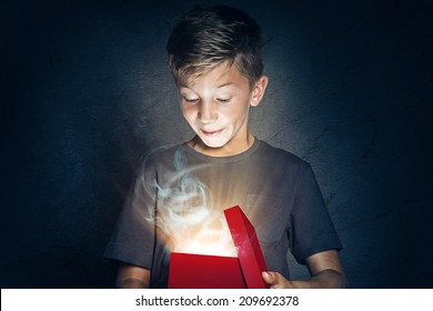 Child opens gift