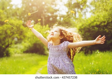 Cute Little Girl Blowing Dandelion Sunset Stock Photo (edit Now) 360550493