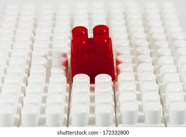 Child plastic constructor red blocks colorful
