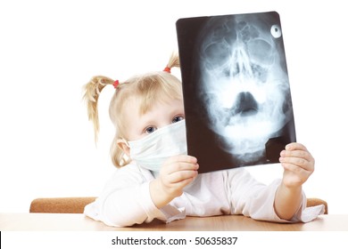 Child Playing As A Doctor With X-ray Photograph