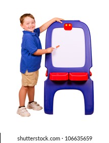 Child Pointing At Dry Erase Board With Room For Your Text