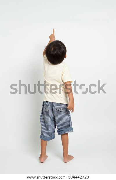 Child Pointing Wall Back View Isolated Stock Photo 304442720 | Shutterstock