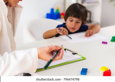Child Psychology, Little Boy Talking To Psychologist