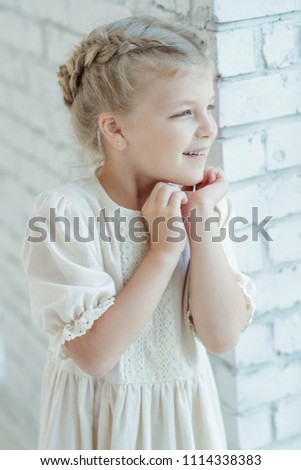 Similar – Image, Stock Photo cute kid girl relaxing at home in cozy weekend morning