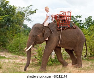 Child rides on elephant - Powered by Shutterstock