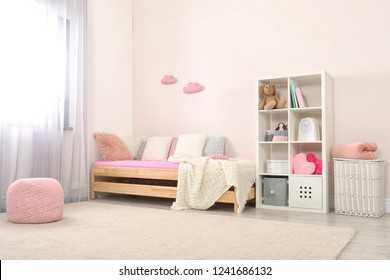 Child room with modern furniture. Idea for interior decor