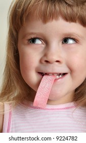 Child In Rose With Chewing Gum