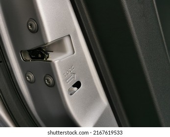 Child Safety Locks Button On Car Rear Door.