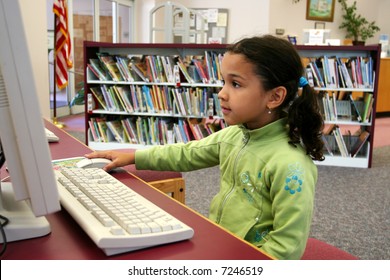 Child in a school library