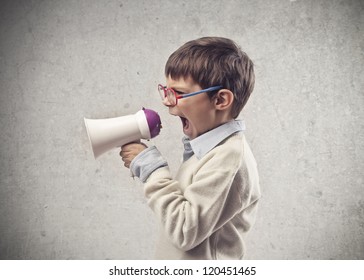 Child Screaming Through A Megaphone