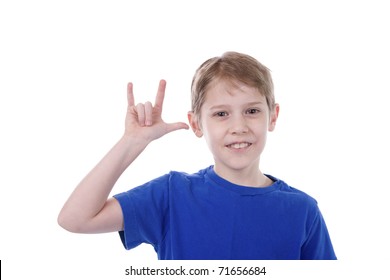 A Child Signs I Love You In ASL