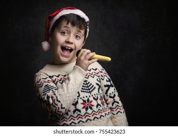 Child Singing Christmas Carol At Christmas