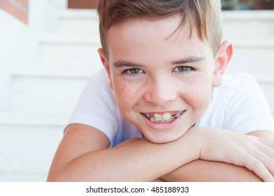 Child sitting on stairs