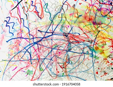 child Sketch pen and pencil Scribble on white paper as Stock Image  - Shutterstock ID 1916704058