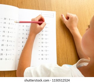 Child Solves Mathematics Examples School Study Stock Photo 1150512524 ...