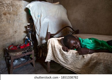 A Child Suffering From Malaria Inside His Bedroom In Juba, South Sudan On 2017-08-17 