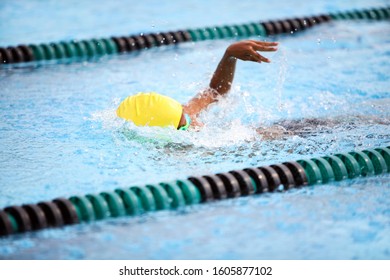 Child Swimming Freestyle Stroke Race Pool Stock Photo 1605877102 ...