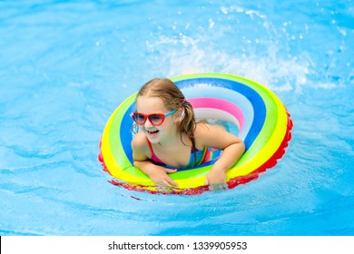 Cute Little Girl Relaxing On Inflatable Stock Photo 1157381176 ...