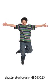 Child Tap Dancer Jumping Isolated On White Background