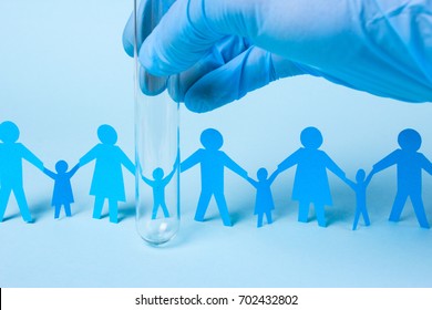 A Child From A Test Tube Or Artificial Insemination. Family Holding Hands