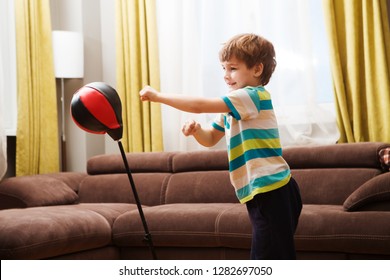 Child  Training Punching Bag  In The Home. Stress Relief.