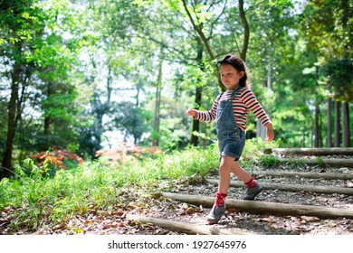 A Child Walking On The Steps Of The Forest