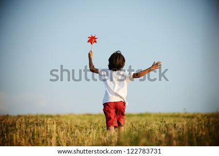 Similar – Image, Stock Photo A red kite flies as an octopus in the sky