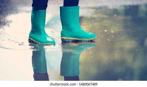 Child Walking Wellies Puddle On Rainy Stock Photo 1480067489 | Shutterstock