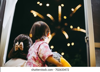 Child Watching Fireworks