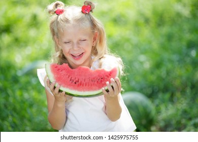 Funny Baby Eating Watermelon Outdoors Park Stock Photo (Edit Now) 486540601