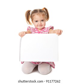 Child With White Sheet On A White Background