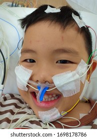 A Child Who Is Undergoing A Sleep Measurement Using A Medical Device At Chula Hospital, Bangkok, Thailand, On 27 November 2018