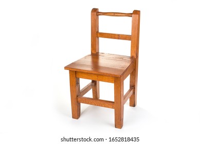 Child wooden chair on a white background
