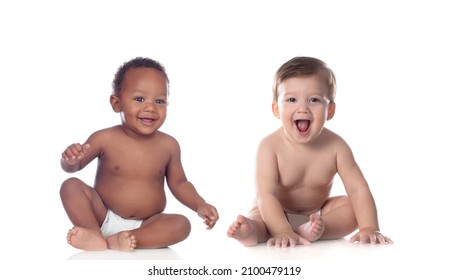 Childhood concept. Cute babies on white background  - Powered by Shutterstock