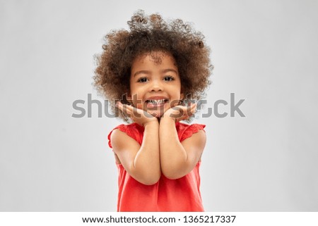 Similar – Image, Stock Photo Little cute adorable girl enjoying a cool water sprayed by her mother during hot summer day in backyard. Candid people, real moments, authentic situations